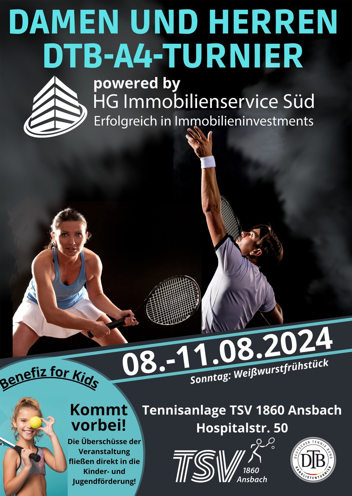 DTB-Tennis Turnier in Ansbach geht in die 4.Auflage - 08. bis 11. August 2024